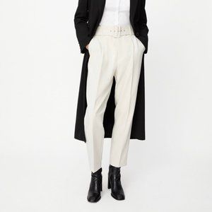 ZARA Cream High-Waisted Belted Pants, size XL